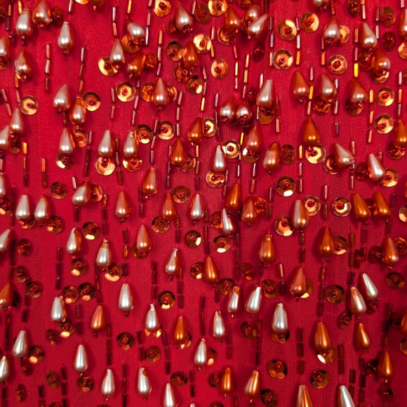 Vintage Alyce Designs Red Beaded Halter Slit Formal Gown Size 10 - Picture 7 of 8